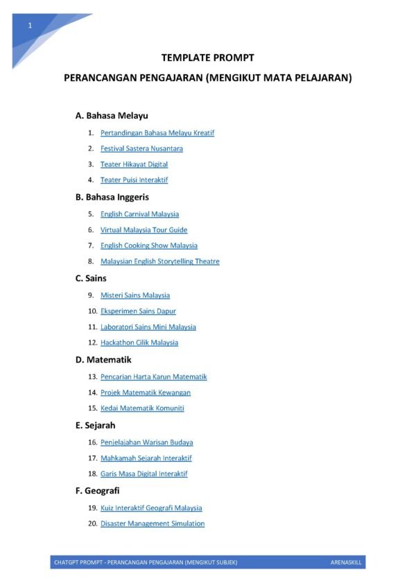 Topik Perancangan Pengajaran (Mengikut Subjek)-1