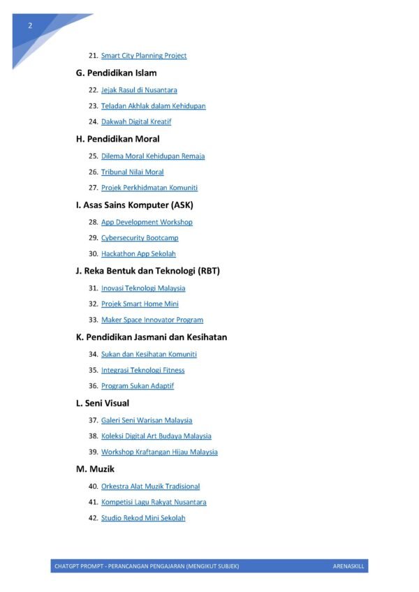Topik Perancangan Pengajaran (Mengikut Subjek)-2